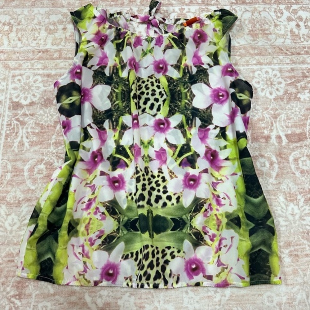 Joe Fresh Flowy Vibrant Orchid Printed Blouse
